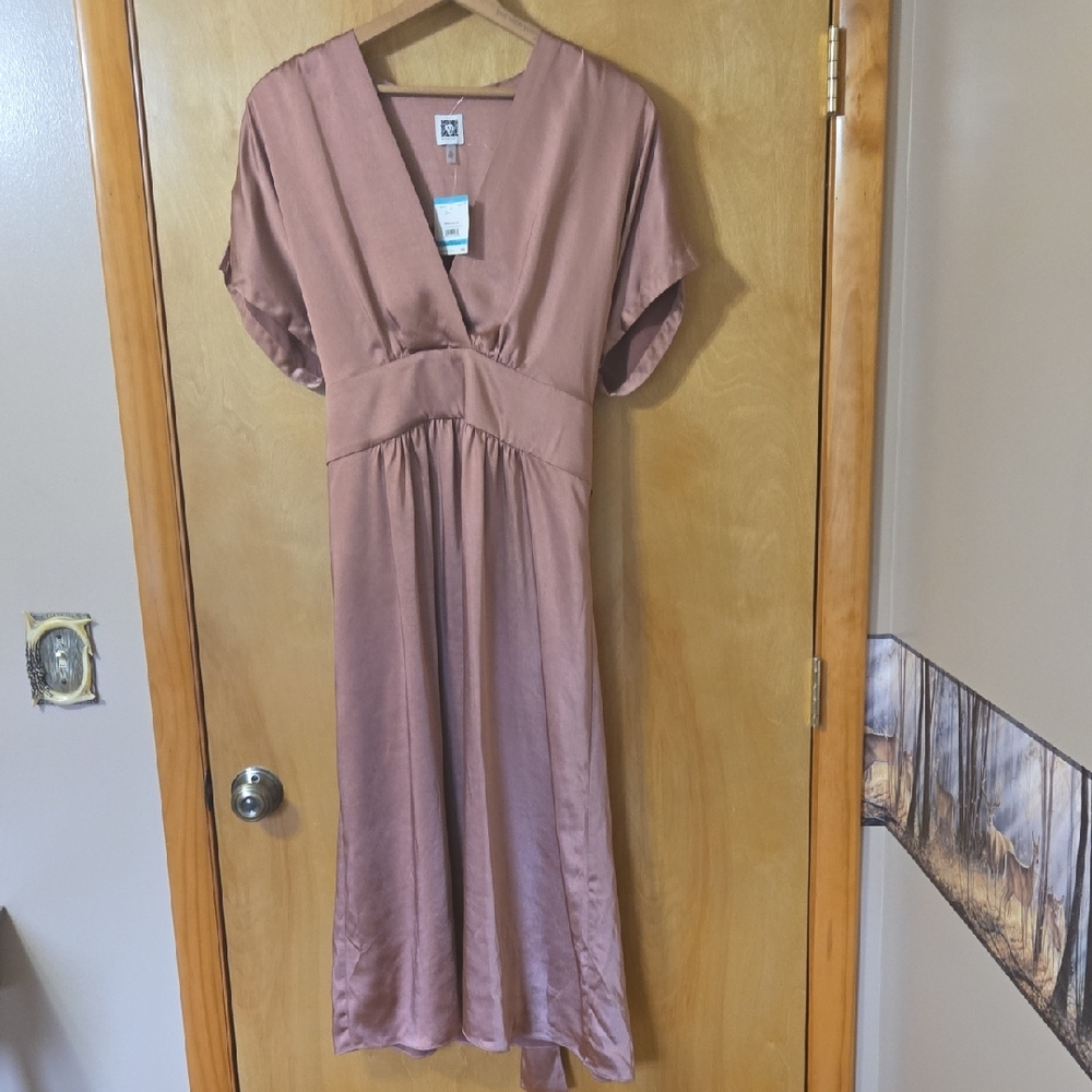 Anne Klein Dress Size 16 Beautiful Satin With Tie Belt